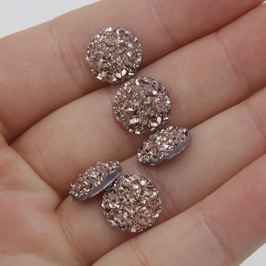 Jaymaxi 10 мм AB Цвет Druzy камень смола круглая плоская спина, кабошон для DIY украшения ювелирных изделий на заказ многоцветный 100 шт./лот