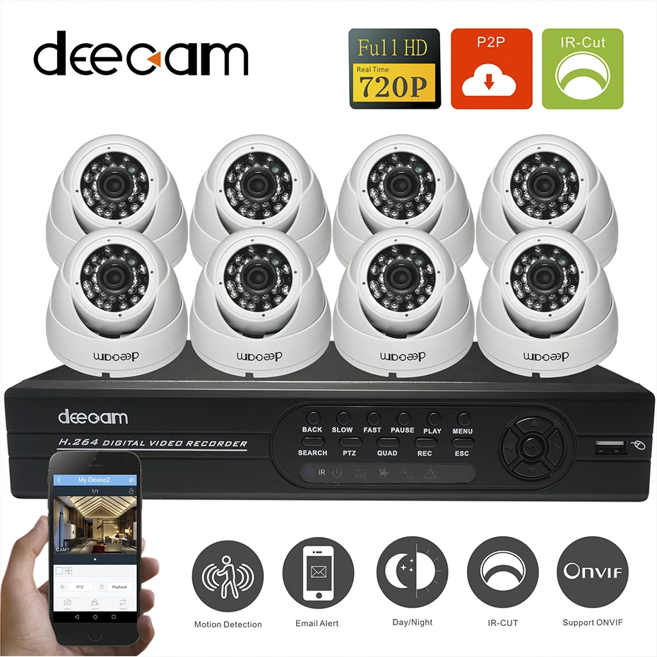 Deecam Высокое Качество Новые HD 1200TVL 8-КАНАЛЬНЫЙ 720 P Запись В Реальном Времени