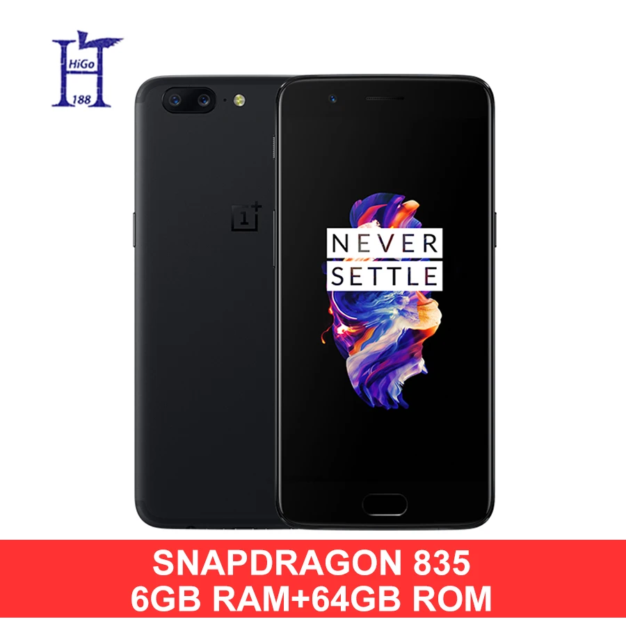 Оригинальный смартфон Oneplus 5 Snapdragon 835 6 ГБ ОЗУ 64 Гб ПЗУ Восьмиядерный 16 Мп + 20 МП 3300