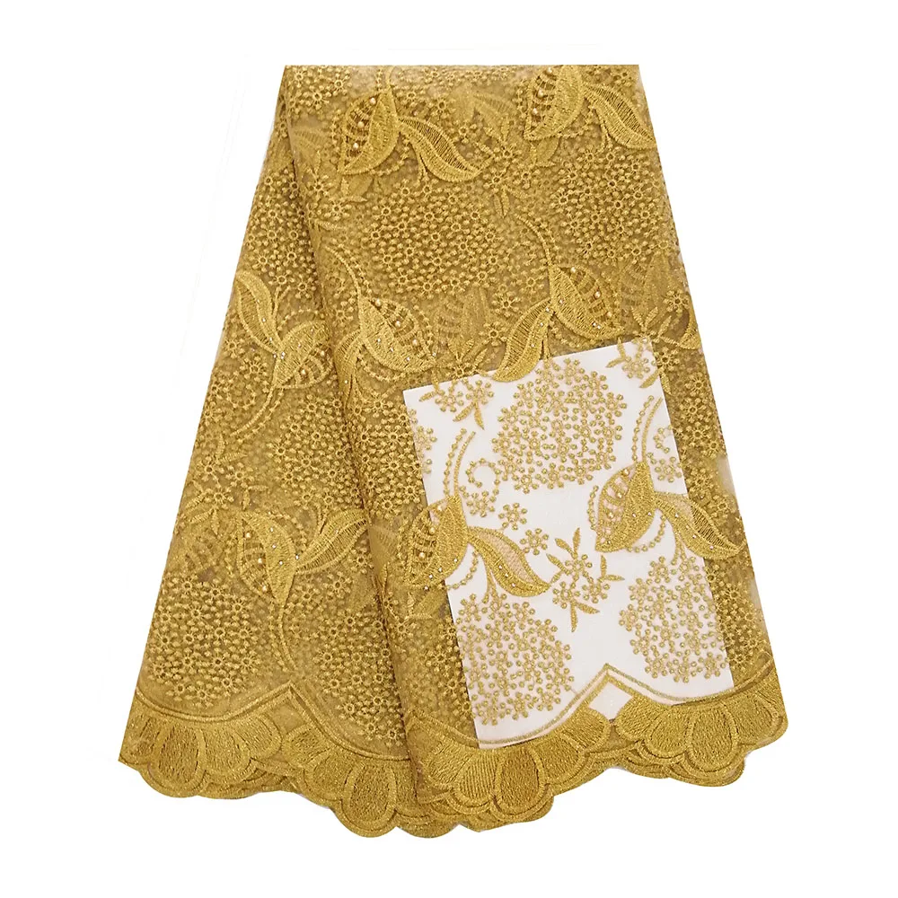 Королевский синий кружевной тюль вышитый бисером в африканском стиле 2019|Кружево|