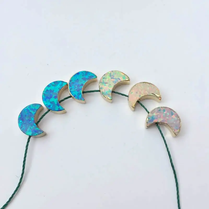 2019 fashion Man-made opal stone crescent moon shape charms pendants for DIY jewelry making Wholesale 5pcs free shipping