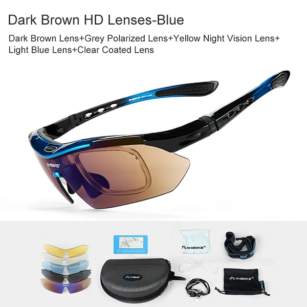 Amber HD-Blue INBIKE, поляризационные спортивные мужские солнцезащитные очки, MTB, для шоссейного велоспорта, очки для горного велосипеда, для езды на велосипеде, защитные очки, очки с 5 линзами - Цвет: Amber HD-Blue