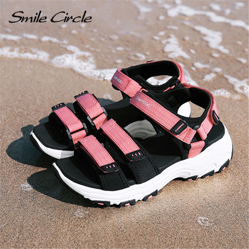 Smile Circle/2019 летние сандалии женская обувь на плоской платформе пляжные очень