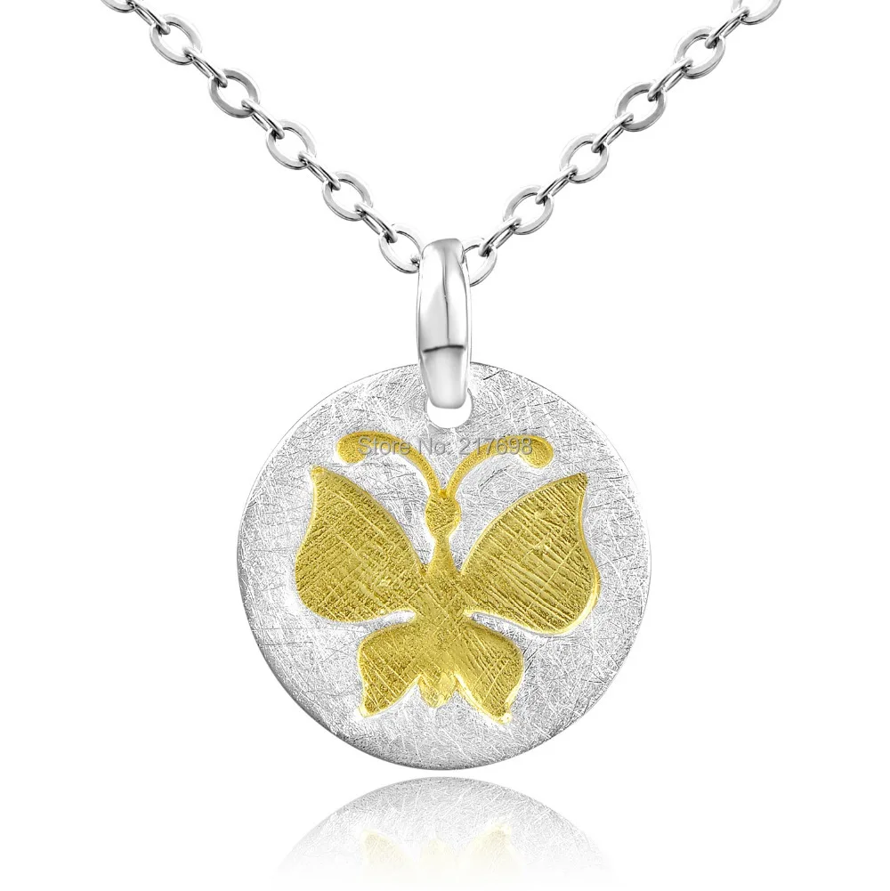 DORMITH ожерелье из стерлингового серебра 925 пробы Простая Бабочка в круге с