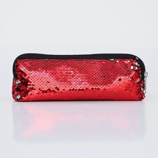Red silver Пенал-карандаш из материала Escolar Sequin Etui Pennen для девочек, пенал Kalem Kutusu Lapiceras Estuche Escolares Kawaii Hairball - Color: Red silver