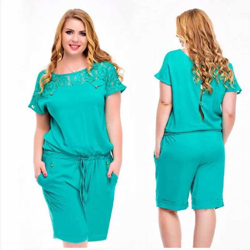 Летние повседневные Комбинезоны с кружевным карманом и пуговицами сзади