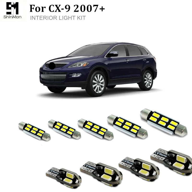 9X светодиодная интерьерная с canbus светильник комплект для mazda CX9 CX-9 2007 + ошибок купола СИД светильник автомобильные аксессуары, Бесплатная доставка