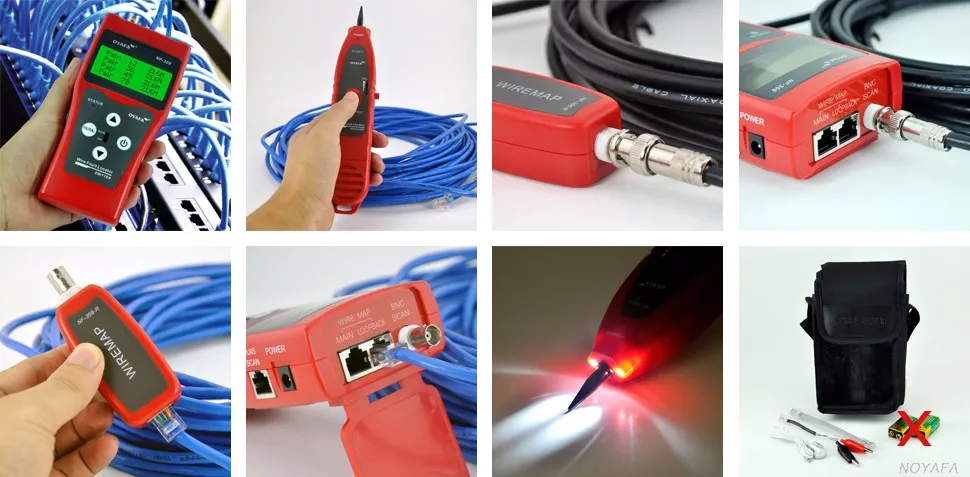 Noyafa NF-308 LAN Сетевой мониторинг Кабельный тестер телефонный провод трекер для Cat5e Cat6e RJ45 BNC RJ11 линия Finder