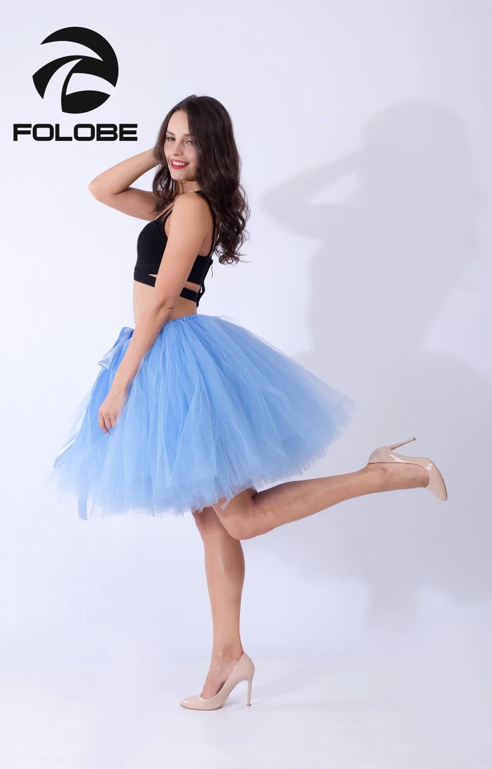 FOLOBE Голубое озеро ручной работы миди тюль юбка пачка юбки женские бальное платье