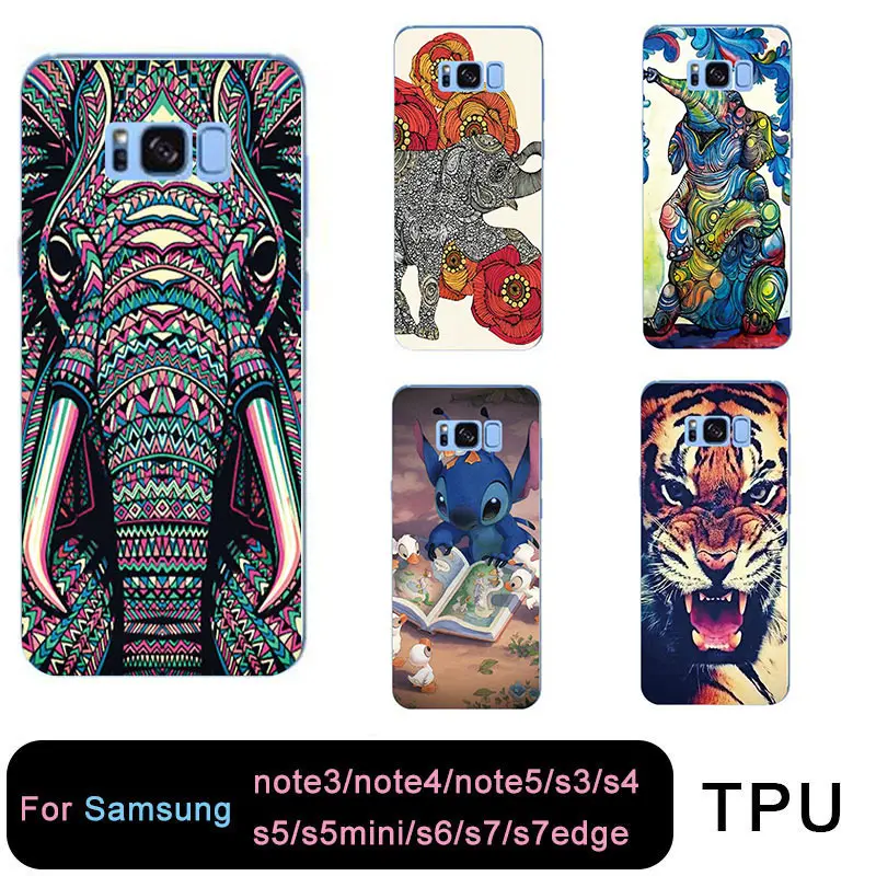 Для samsung S8 s6 s7 edge s4 s5 s3 C5 C9 ТПУ прозрачный чехол для телефона с рисунком животных