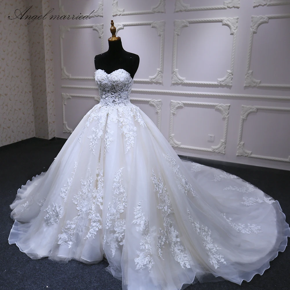 Свадебные платья Angel Белое Бальное Платье Свадебное платье с бусинами vestidos de noivas