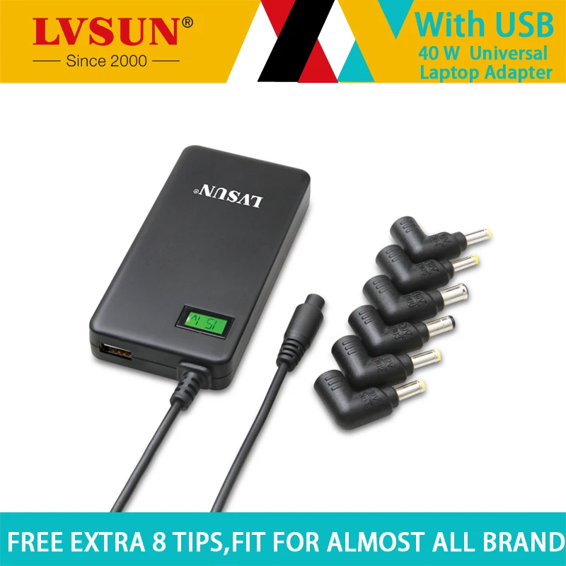 

LVSUN 12V 3A Ultra Slim 5-24V 40W Automatic Universal Laptop Power Adapter 17mm Thickness with LCD Display AC Adapter Laptop