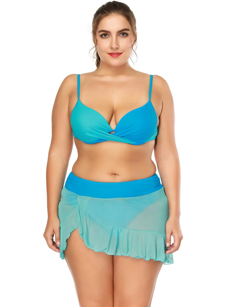 Бикини, с подкладкой, на косточках, три части, купальник, Maillot De Bain размера плюс, купальный костюм для женщин, танкини, купальники