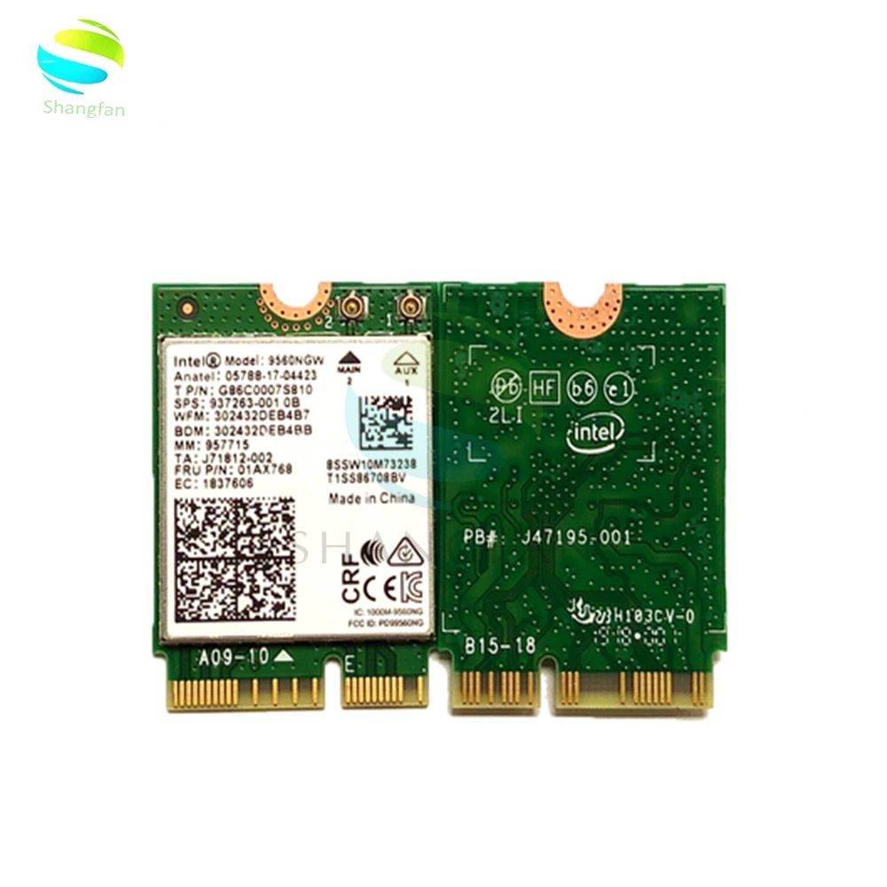 

Dual Band 1.73Gbps Wireless For Intel AC 9560 9560NGW NGFF Key E Wifi Card 9560AC 8020.11ac Bluetooth 5.0 Laptop for Windows 10