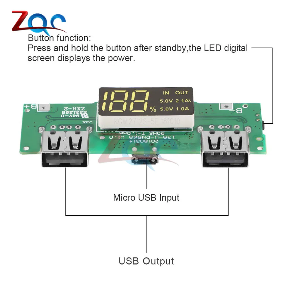 Внешний аккумулятор со светодиодной подсветкой 2 USB порта|Детали и аксессуары для