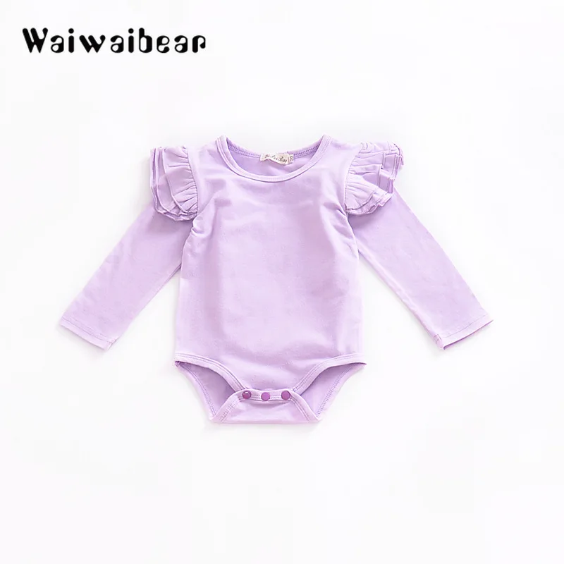 Baby Girl Rompers Autumn Princess Solid Jumpsuits Newborn Cotton Clothes Long -Sleeved Jumpsuit Kids Outfits | Детская одежда и