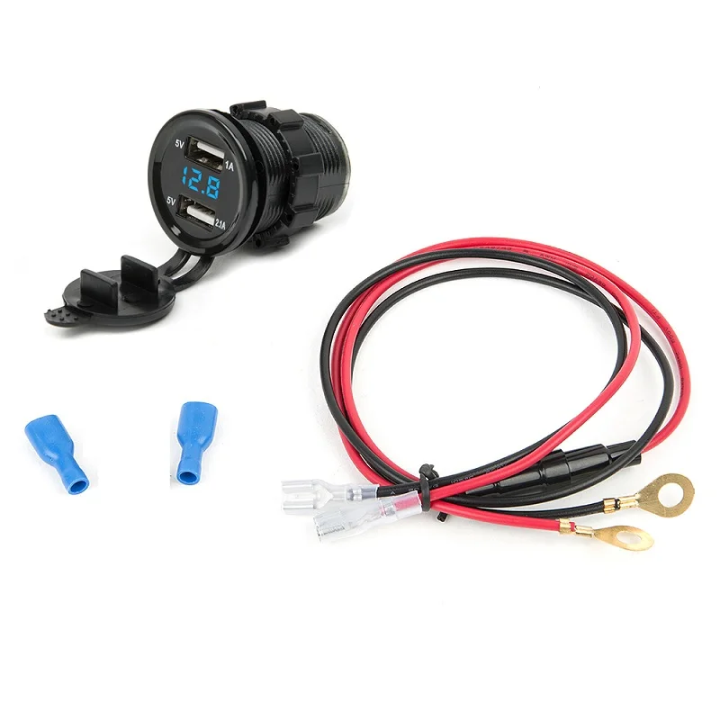 BE Lighter and Cable 12 V-24 V Dual USB Автомобильное зарядное устройство прикуриватель для мотоциклов автомобильного прикуривателя Зарядное устройство гнездо Зарядное устройство+ светодиодный цифровой вольтметр метр монитор - Название цвета: BE Lighter and Cable