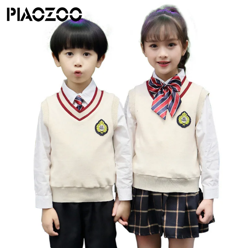 11.11 British style Primary School Uniforms back to school outfit top+ sweater vest+pant toddler boys girls winter clothing P20 | Детская