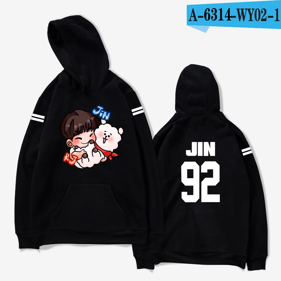 aikooki hoodies women Bangtan Boys Kpop idol Hoodies Sweatshirts Autumn Streetwear Fans Hoodies Cap Casual Clothes Plus Size - Цвет: black