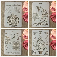 4pcs a4 26cm christmas ball tree deer diy craft layering stencils painting scrapbooking stamping embossing album paper template