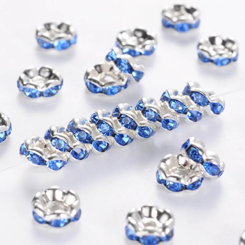 

Free Shipping 15% Off For Brass Rhinestone Beads,Grade A,Rondelle Silver Plated 6mm in diameter, hole: about 1mm