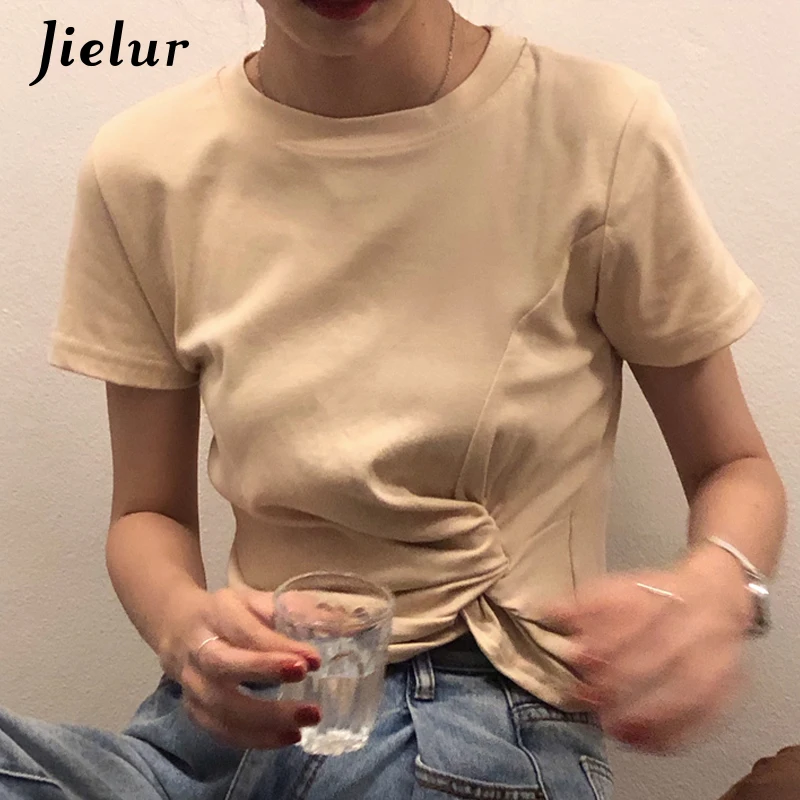 Jielur женская летняя футболка с короткими рукавами Повседневные Kpop уличные