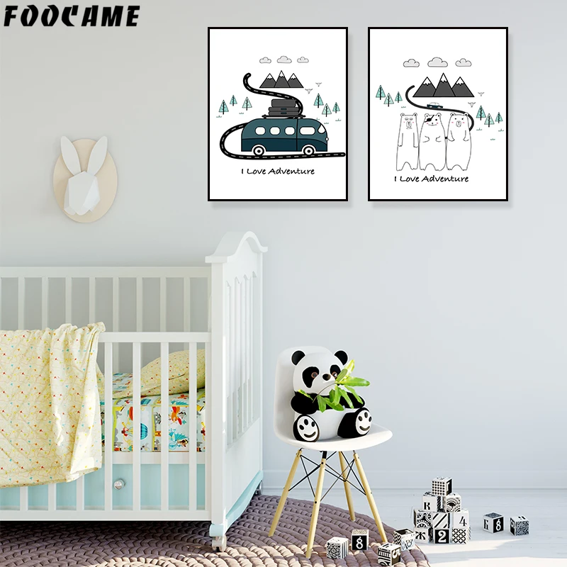 Автобус автомобиль медведь Гора ребенок мультфильм скандинавский планшетофон