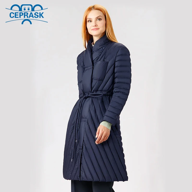 Женская куртка с поясом CEPRASK тонкая ветрозащитная парка большого размера плюс