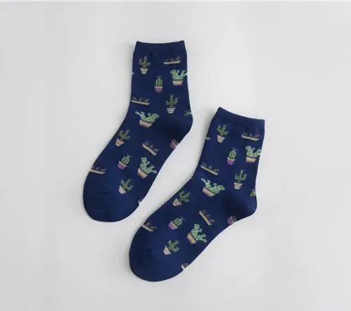 

50pair Women Cotton Plain Jacquard Cactus Fresh Plant streewear Sock Simple Wild Ladies Trend Comfortable Socks