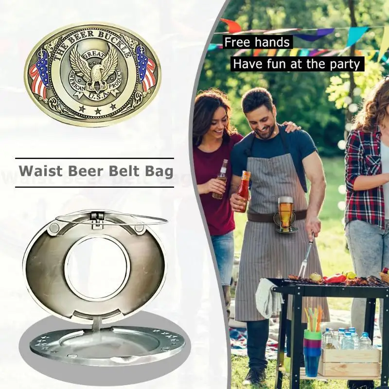 

2019 Fashion Outdoor Metal Beer Head Belt Funny Bottle Buckle for Camping Picnic Wine Can Holder Outdoor Tableware Dropshipping