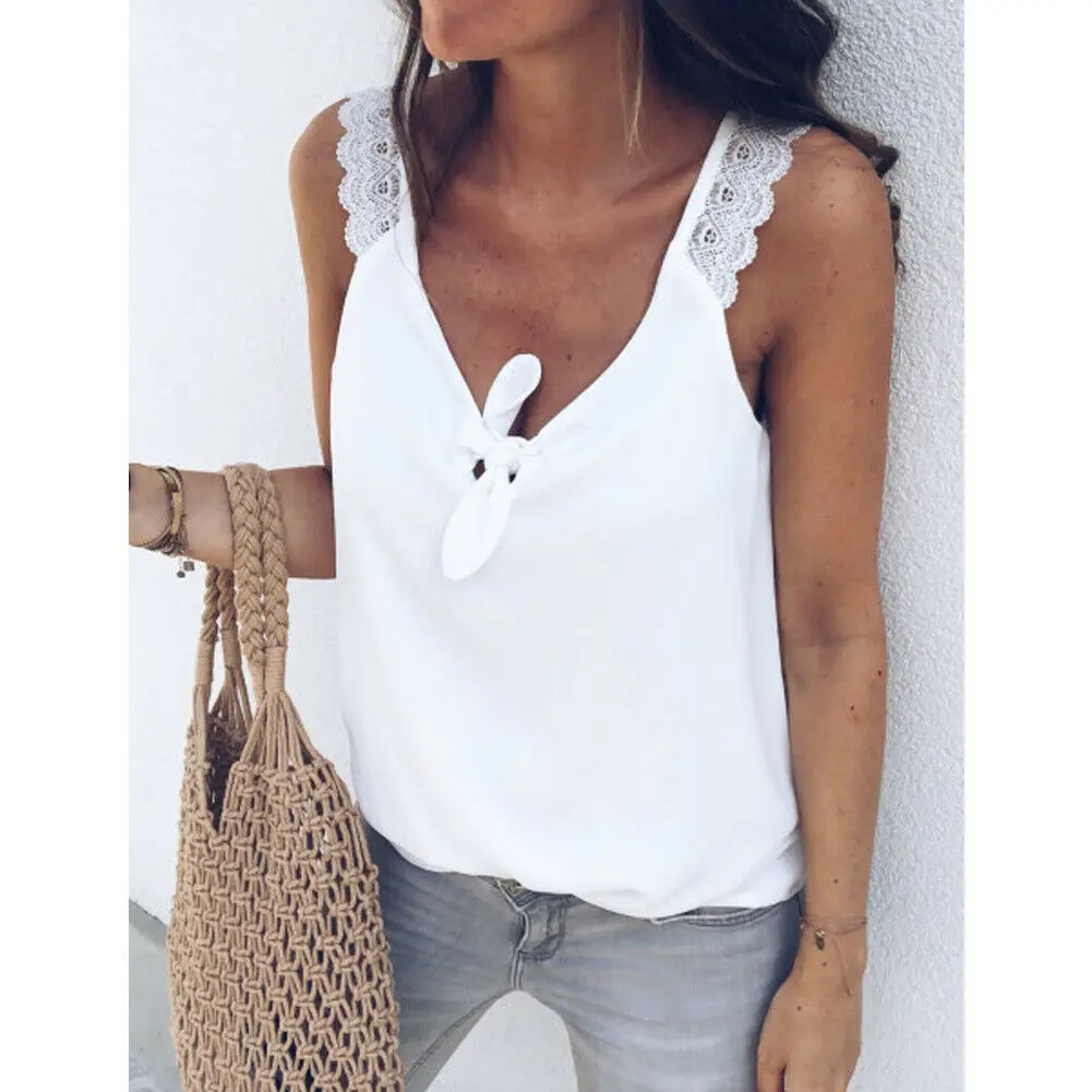 Модные летние женские топы без рукавов свободная повседневная майка футболка