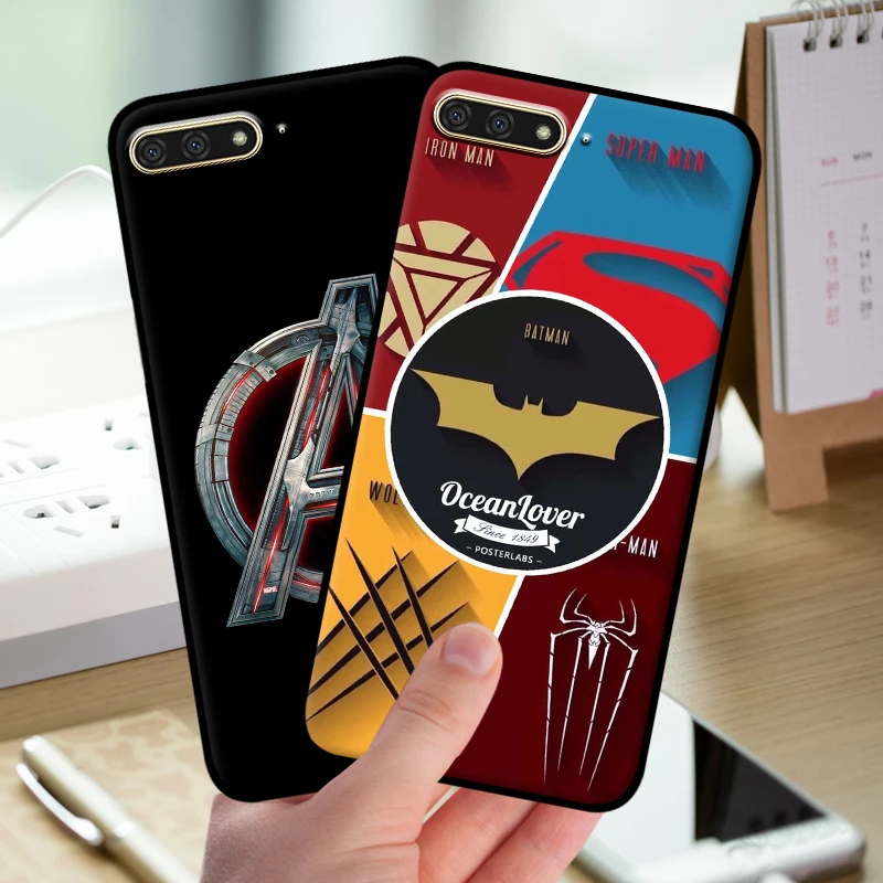 mosirui for Huawei y6 prime 2018 case Silicone Cover soft shell Back in fitted Marvel Comics Spider Iron Thor |