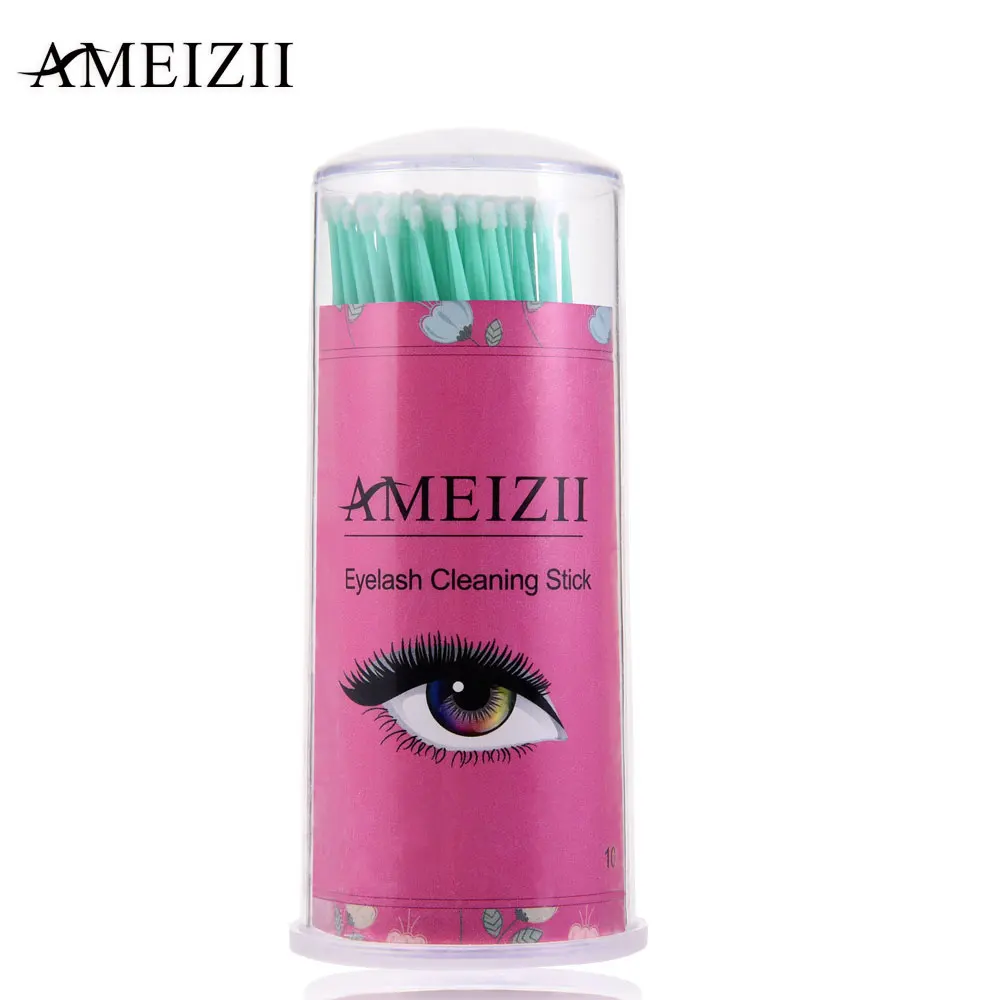 AMEIZII 100 шт./упак. прочный Micro кисти для макияжа накладные ресницы индивидуальные одноразовые Кисти аппликаторы палочки инструменты для макияжа - Handle Color: Green  M