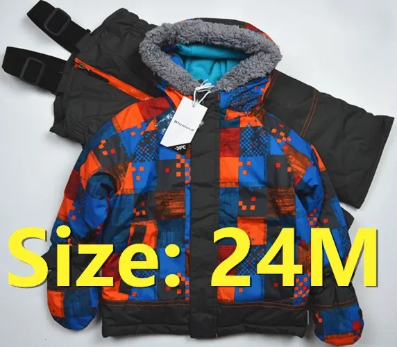 Bib child24 Новое Full-30 толстый детский лыжный костюм комплект утолщение Водонепроницаемый мужской женский морозостойкий Верхняя одежда с защитой от ветра, костюм-двойка - Цвет: Bib child24