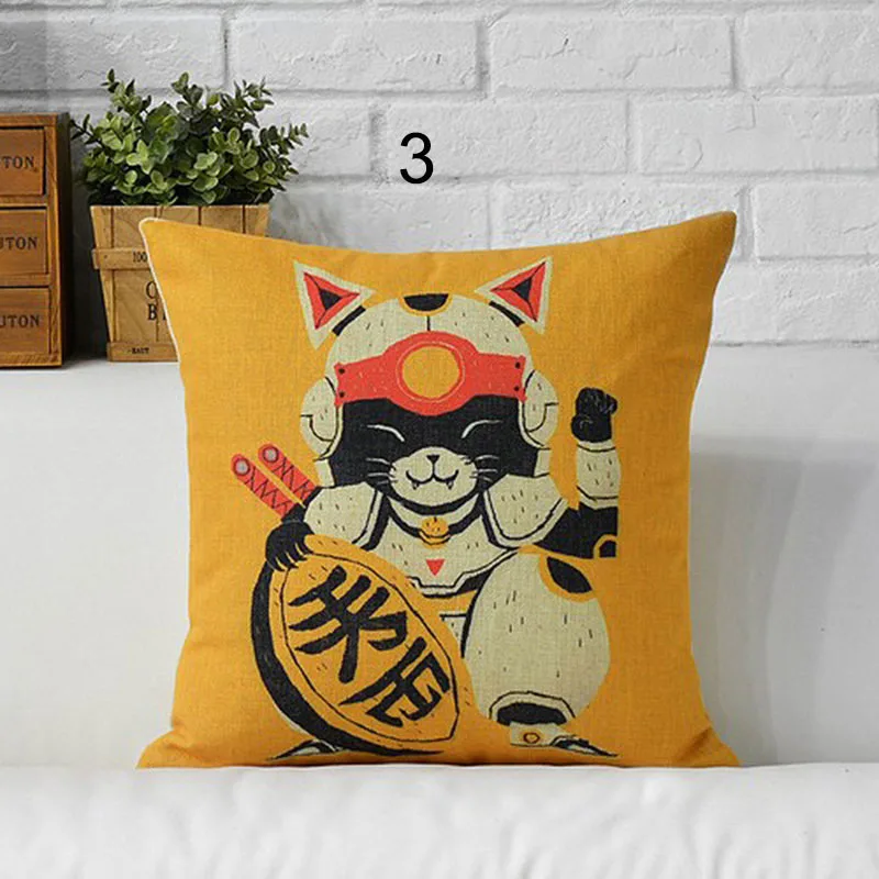 Японский стиль Lucky cat Кот приносящий удачу наволочка 45*45 см квадратные льняные хлопковые наволочки для подушек спальня диван автомобиль Декор подарок Almofada