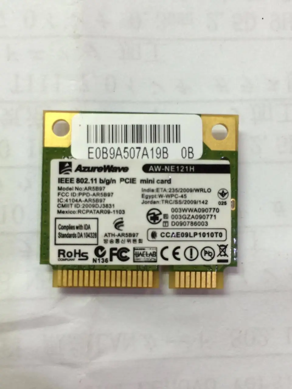 AzureWave AW NE121H AR5B97 AR9287 Половина Mini PCI e беспроводной WLAN Wifi карта|wifi card|wifi smart cardwifi card