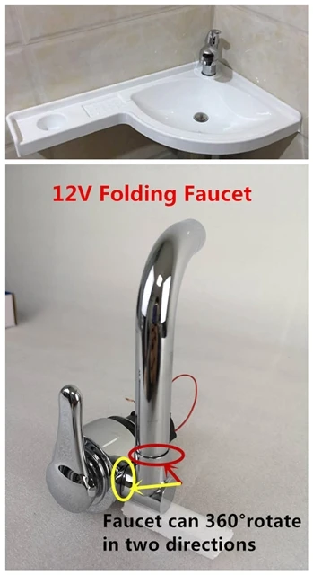 sink and 12V faucet Морская Лодка Караван RV Camper белая акриловая раковина 700*400*140 мм GR-Y700R - Цвет: sink and 12V faucet
