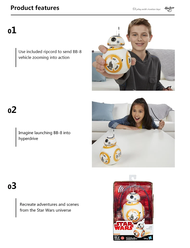 Hasbro Звездные войны последний джедай Рип н Го BB-8 Звездные войны Battlefront BB 8 игрушки Kylo Ren Droid межгалактический герой для детей
