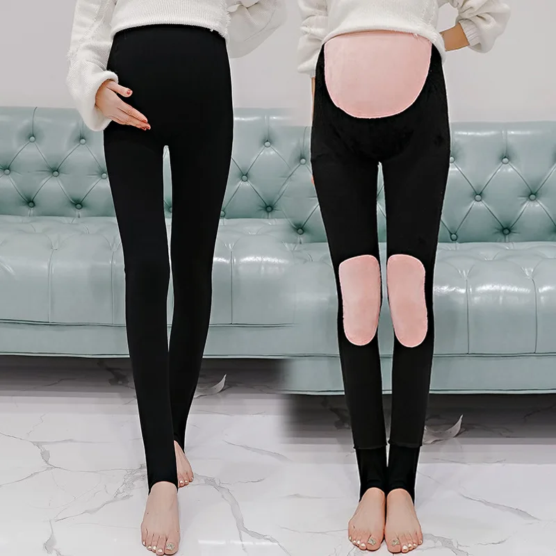 Thick black Новые Теплые дворцовые наколенники для беременных; Леггинсы для беременных женщин; теплые зимние утепленные брюки для беременных; одежда - Цвет: Thick black