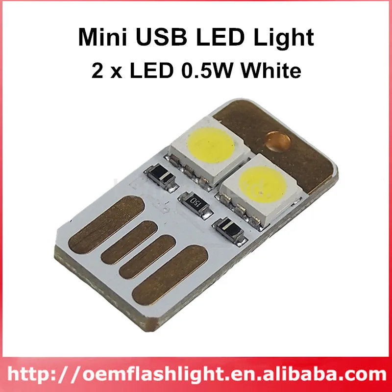 

Double Sided USB 2 x LED 0.5W White 5600K Mini USB LED Light - White (5 pcs)