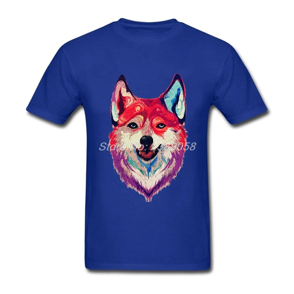 Мужская футболка с забавным мультипликационным принтом Happy Husky винтажные топы