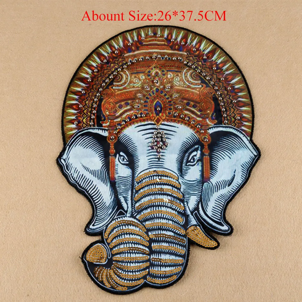 Одежда со слоном вышитые нашивки с блестками и аппликацией дешевые большие