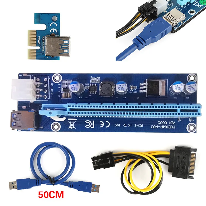Адаптер PCI E Express 1X до 16X 50 см USB 3 0|pci e|pci-e pci1x to 16x |