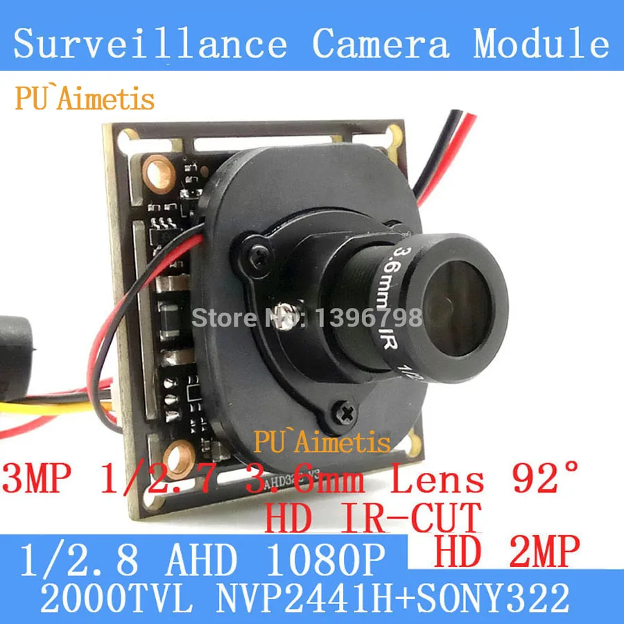 Модуль камеры PUɺimetis 2 МП 1920*1080P AHD 1/2.8 SONY IMX322 2000TVL 3 Мп 6 мм объектив 92 градусов