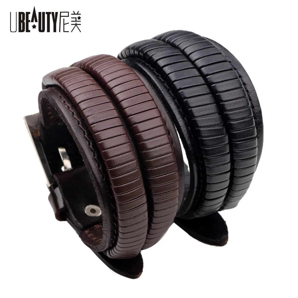 UBEAUTY старинные амулетные браслеты мужские кожаные двойная колода браслетов|pulseras