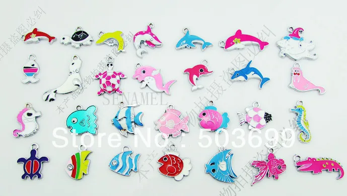 100 шт. цинковый сплав металла смешанных рыбы Эмаль Подвеска Подвески | Украшения и