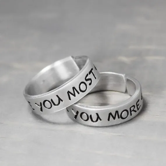 Кольца с ручными штампами Я люблю тебя больше я всего кольца для пар подарочной