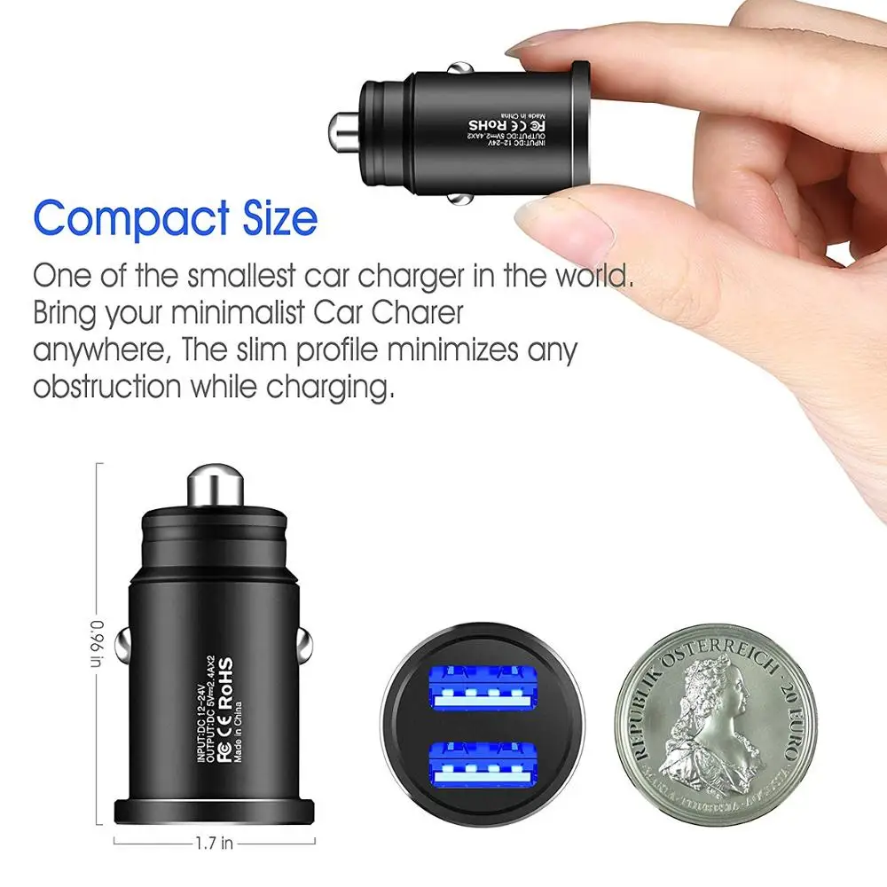 Автомобильное зарядное устройство с мини USB 3 1 А цифровое светодиодное