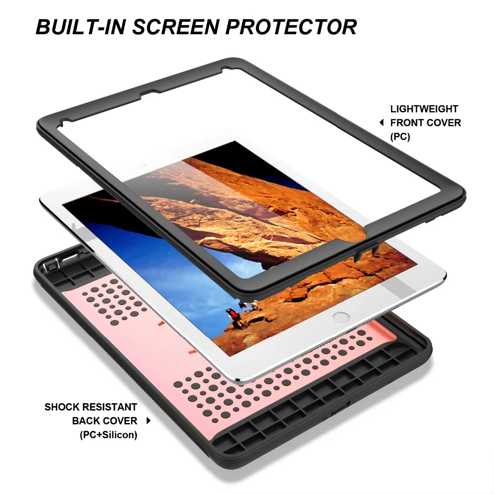Чехол для нового iPad 9,7 дюймов / "Pro 9,7"/Air 2, ударопрочный гибридный сверхпрочный защитный чехол для всего тела