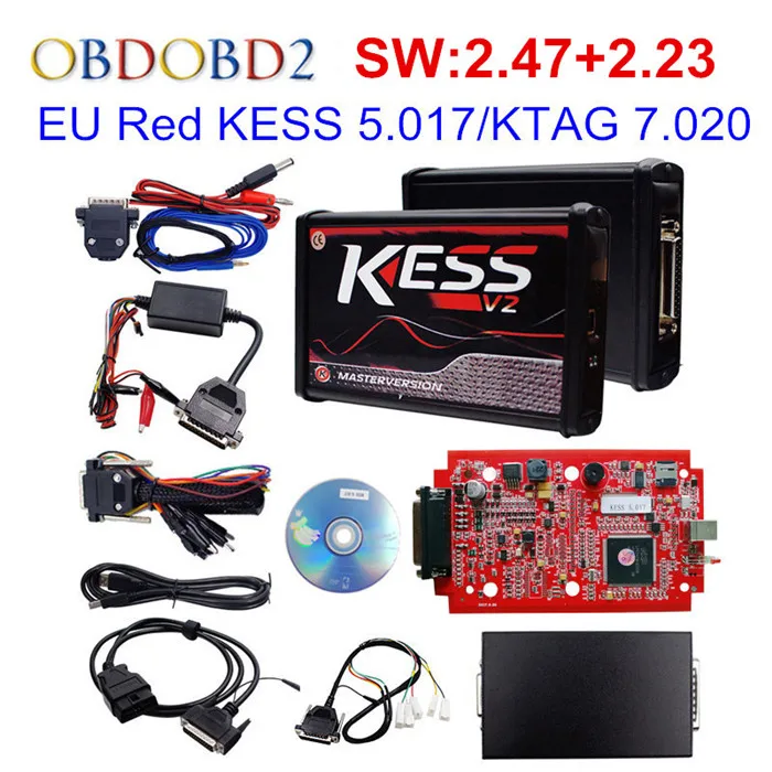 Разблокированный без маркера красный KESS V2 V5.017 V2.47 ECU чип тюнинг ЕС онлайн KESS 5,017 4 Led KTAG 7,020 2,23 менеджер Тюнинг Комплект - Цвет: EU KESS V5.017 V2.47